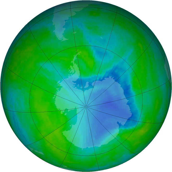 Antarctic ozone map for 14 December 2001